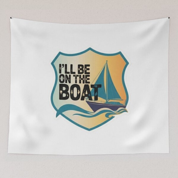 Item preview, I’ll Be On The Boat Vintage Sailing Boating Shield T-Shirt designed and sold by MerchlyMike.