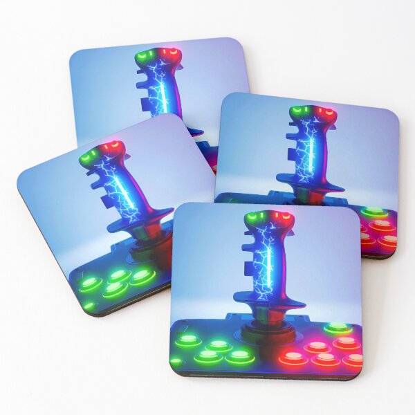 Item preview, Electric Retro Arcade Joystick - Neon Lightning Gaming Art designed and sold by powersunlight.