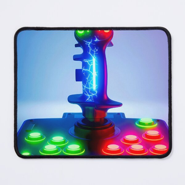 Item preview, Electric Retro Arcade Joystick - Neon Lightning Gaming Art designed and sold by powersunlight.
