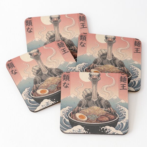 Item preview, Funny Ostrich Japanese Ramen Noodles Vintage Kanagawa Wave designed and sold by FurryHavenPH.