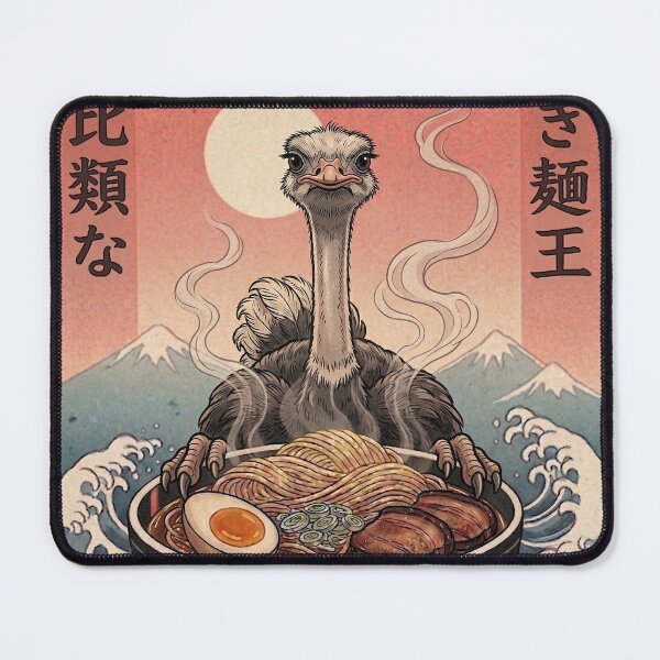 Item preview, Funny Ostrich Japanese Ramen Noodles Vintage Kanagawa Wave designed and sold by FurryHavenPH.