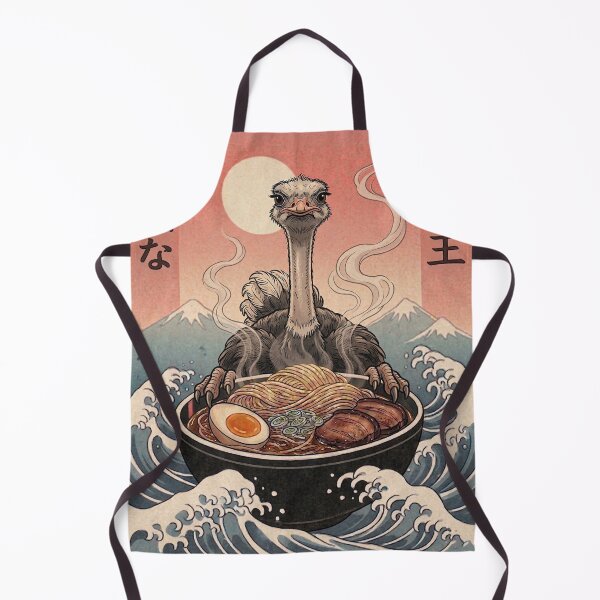Item preview, Funny Ostrich Japanese Ramen Noodles Vintage Kanagawa Wave designed and sold by FurryHavenPH.
