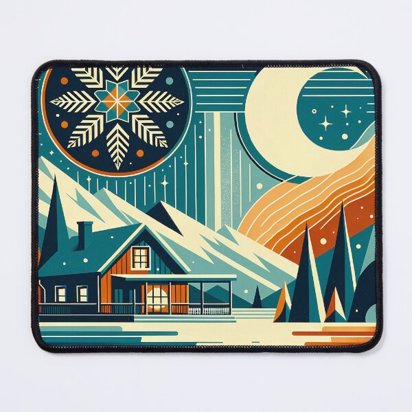 Item preview, Moonlit Winter Cabin with Snowflake Sky designed and sold by InkSmithery.