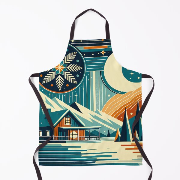 Item preview, Moonlit Winter Cabin with Snowflake Sky designed and sold by InkSmithery.