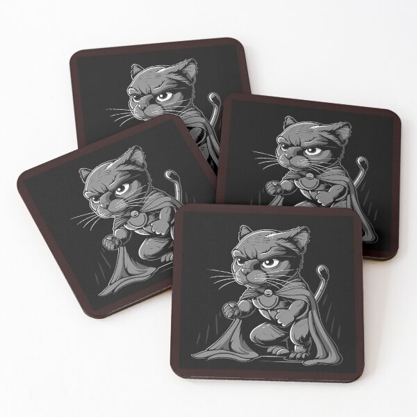Item preview, Cute Superhero Cat | Black and White Cartoon Animal Art designed and sold by inkoutninja.