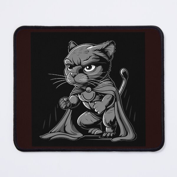 Item preview, Cute Superhero Cat | Black and White Cartoon Animal Art designed and sold by inkoutninja.
