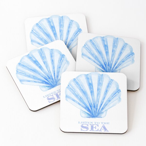 Item preview, Listen to the Sea – Blue seashell in a watercolor aesthetic style designed and sold by ColorNest Designs.