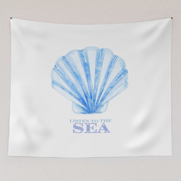 Item preview, Listen to the Sea – Blue seashell in a watercolor aesthetic style designed and sold by ColorNest Designs.