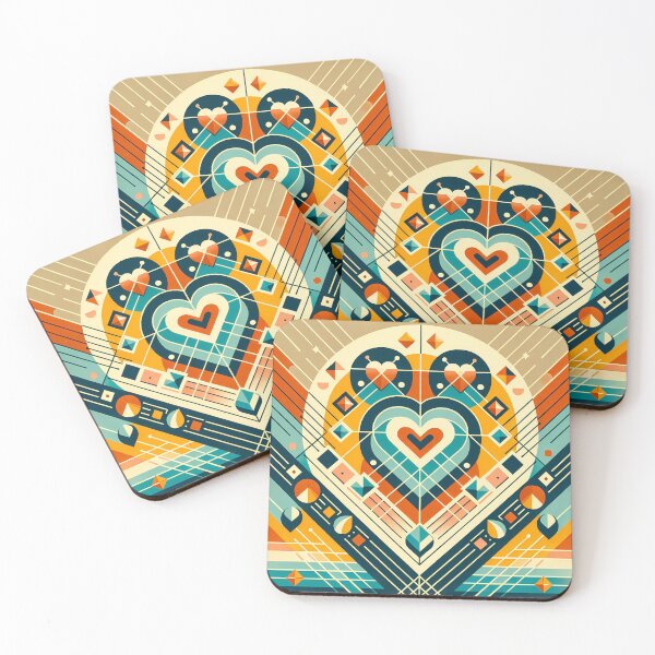 Item preview, Symmetrical Geometric Heart in Teal and Amber designed and sold by InkSmithery.