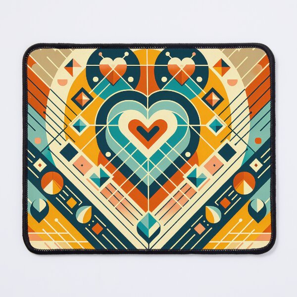 Item preview, Symmetrical Geometric Heart in Teal and Amber designed and sold by InkSmithery.