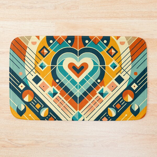 Item preview, Symmetrical Geometric Heart in Teal and Amber designed and sold by InkSmithery.