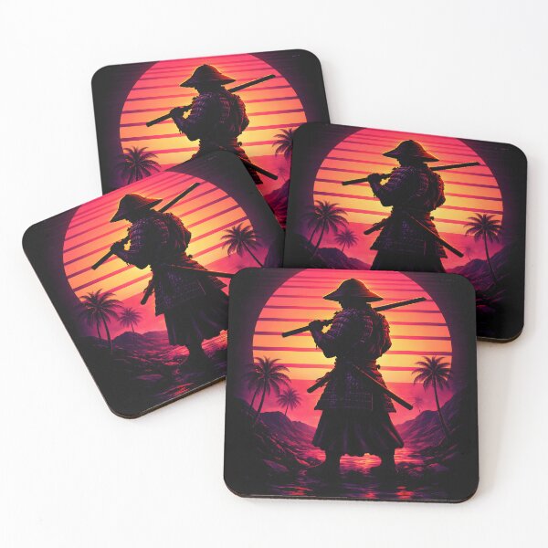 Item preview, Samurai against retro sunset backdrop designed and sold by digicx.