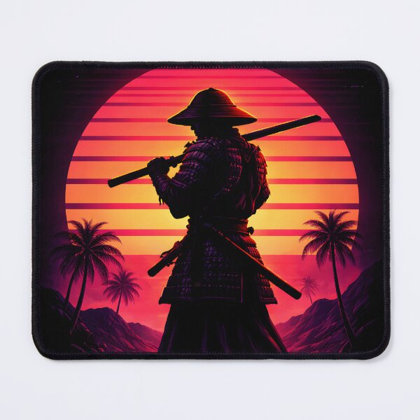 Item preview, Samurai against retro sunset backdrop designed and sold by digicx.