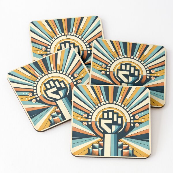 Item preview, Raised Fist with Retro Geometric Sunburst designed and sold by InkSmithery.