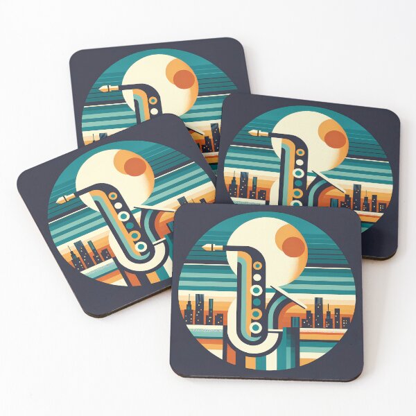 Item preview, Bauhaus Saxophone Skyline at Sunset designed and sold by InkSmithery.