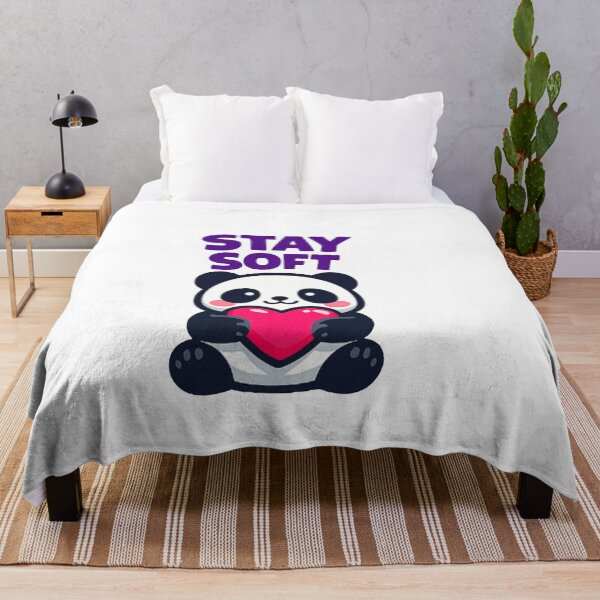 Item preview, Stay Soft Panda Cute Animal Holding Heart Kawaii Panda Design designed and sold by Lovestickerco.