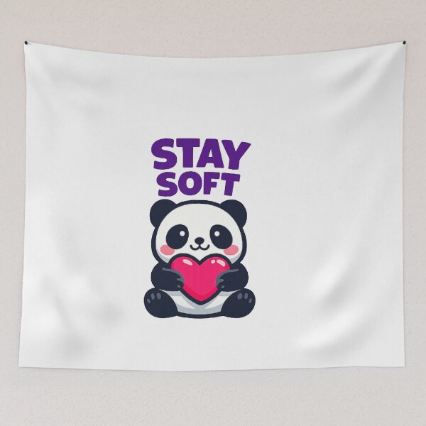 Item preview, Stay Soft Panda Cute Animal Holding Heart Kawaii Panda Design designed and sold by Lovestickerco.