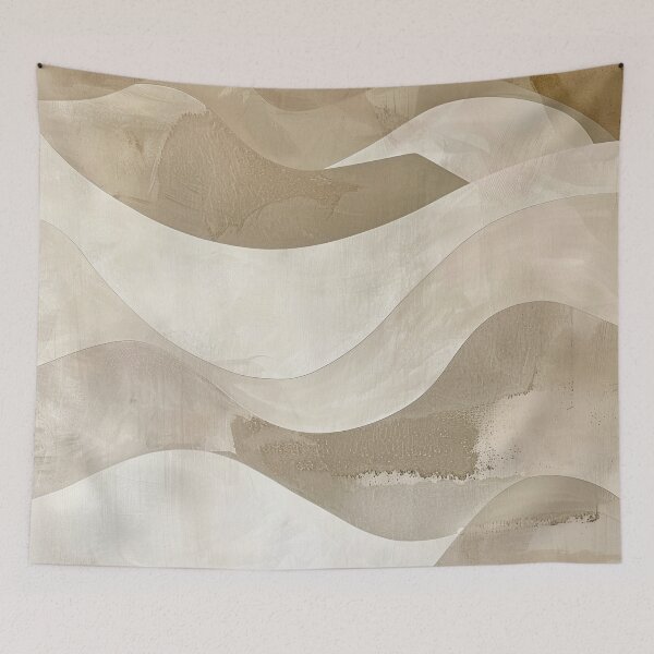 Item preview, Abstract beige wave design, minimalist organic shapes, modern designed and sold by CosmicGlyph.