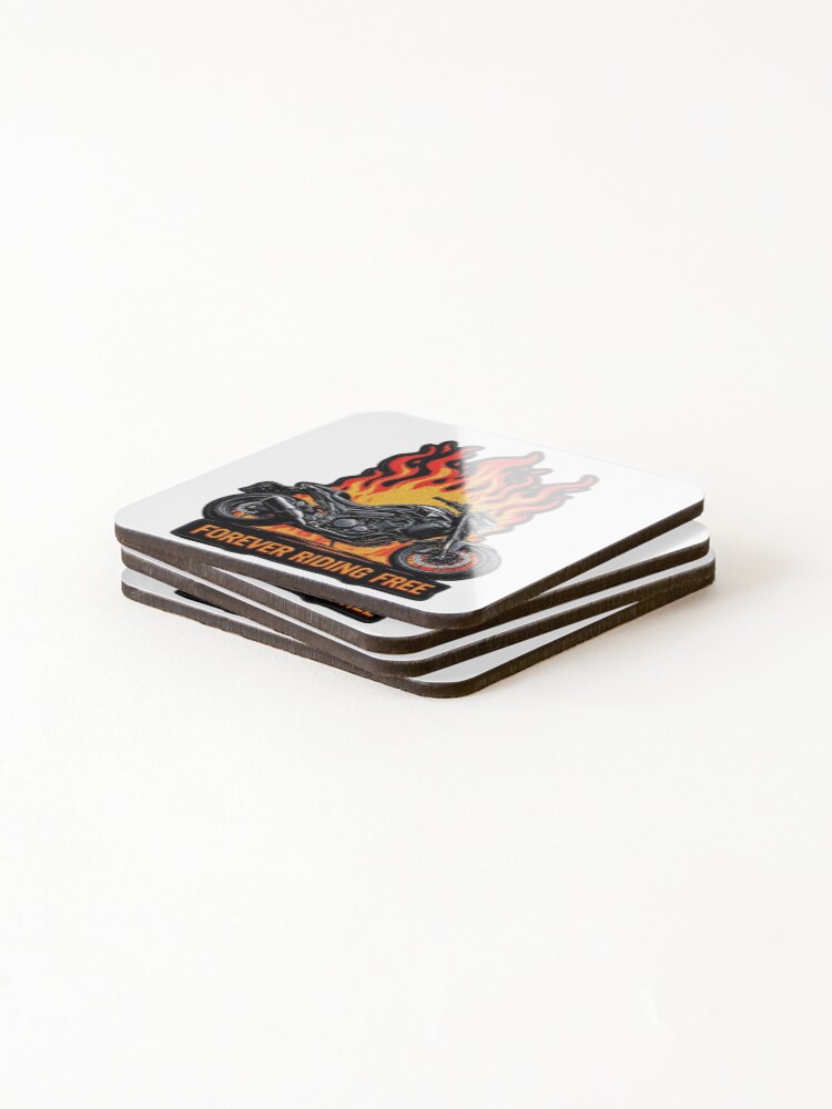 Thumbnail 4 of 5, Coasters (Set of 4), Hellfire Rider Forever Riding Free designed and sold by hellulandia.