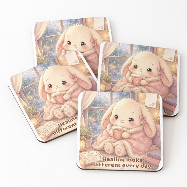 Item preview, Healing Looks Different Every Day Cute Kawaii Bunny Self Care Sticker designed and sold by PromptCoreNexus.