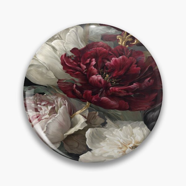 Item preview, Dutch Masters Midnight Bouquet: White Peonies & Crimson Tulips designed and sold by digitalartinspo.