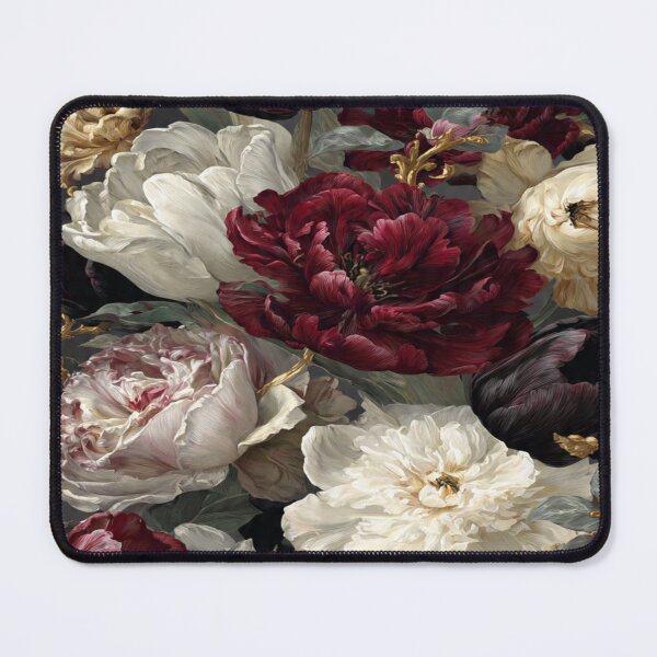 Item preview, Dutch Masters Midnight Bouquet: White Peonies & Crimson Tulips designed and sold by digitalartinspo.