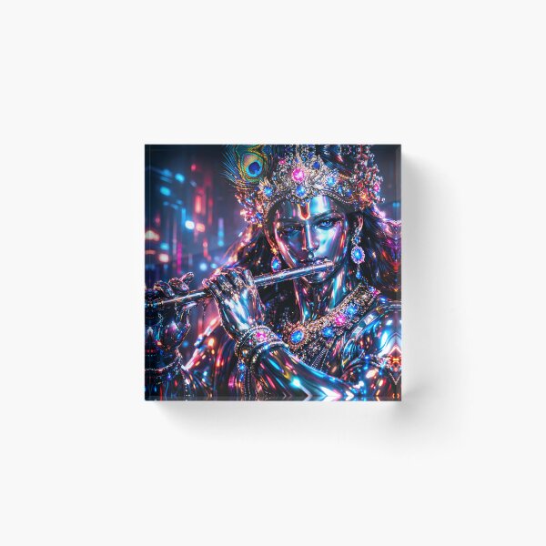Item preview, Krishna Flute — Hindu God Art | Cyberpunk designed and sold by CosmicLotusArt.