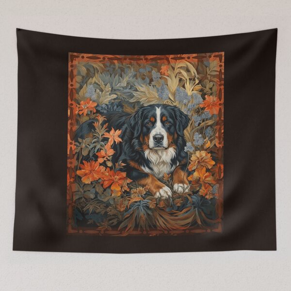 Item preview, Bernese Mountain Dog Berner Oberland Floral Art designed and sold by AntiqueImages.