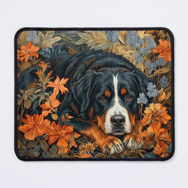 Item preview, Bernese Mountain Dog Autumn Floral Portrait designed and sold by AntiqueImages.