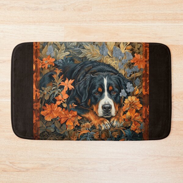 Item preview, Bernese Mountain Dog Autumn Floral Portrait designed and sold by AntiqueImages.