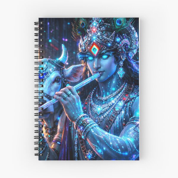Item preview, Krishna Cow — Hindu God Art | Cyberpunk designed and sold by CosmicLotusArt.