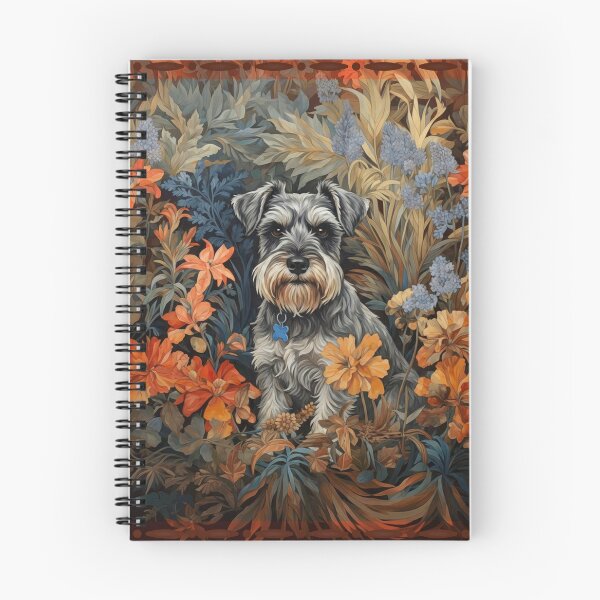 Item preview, Miniature Schnauzer Salt Pepper Floral Dog Art designed and sold by AntiqueImages.