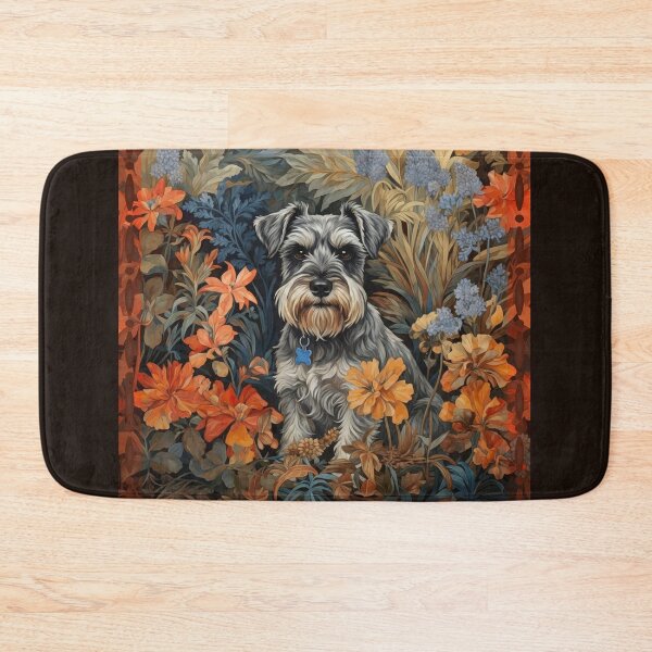 Item preview, Miniature Schnauzer Salt Pepper Floral Dog Art designed and sold by AntiqueImages.