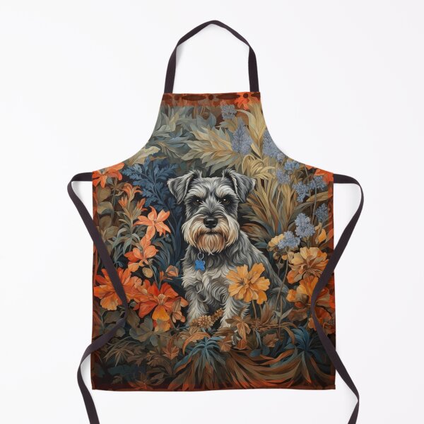 Item preview, Miniature Schnauzer Salt Pepper Floral Dog Art designed and sold by AntiqueImages.