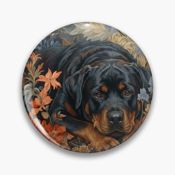 Item preview, Rottweiler Dog Black Tan Botanical Portrait designed and sold by AntiqueImages.