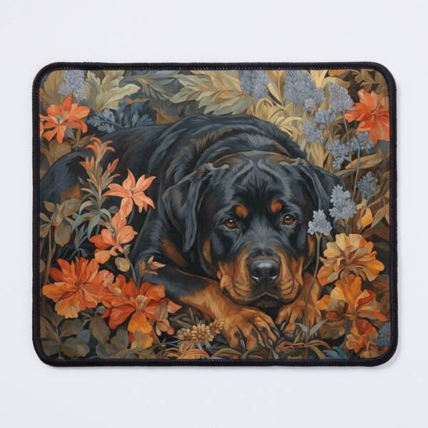Item preview, Rottweiler Dog Black Tan Botanical Portrait designed and sold by AntiqueImages.