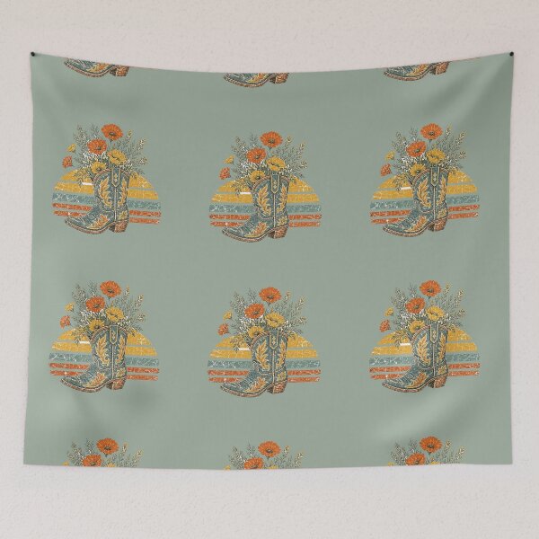 Item preview, Vintage Wildflower Cowboy Boot - This Ain't My First Rodeo Retro Sunset designed and sold by rygenr8.