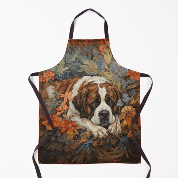 Item preview, Majestic Saint Bernard Dog Floral Art designed and sold by AntiqueImages.