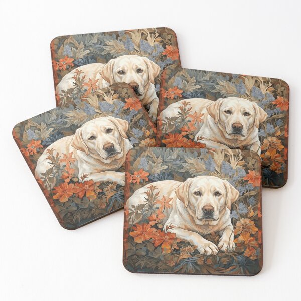 Item preview, Yellow Labrador Retriever Dog Floral Art designed and sold by AntiqueImages.