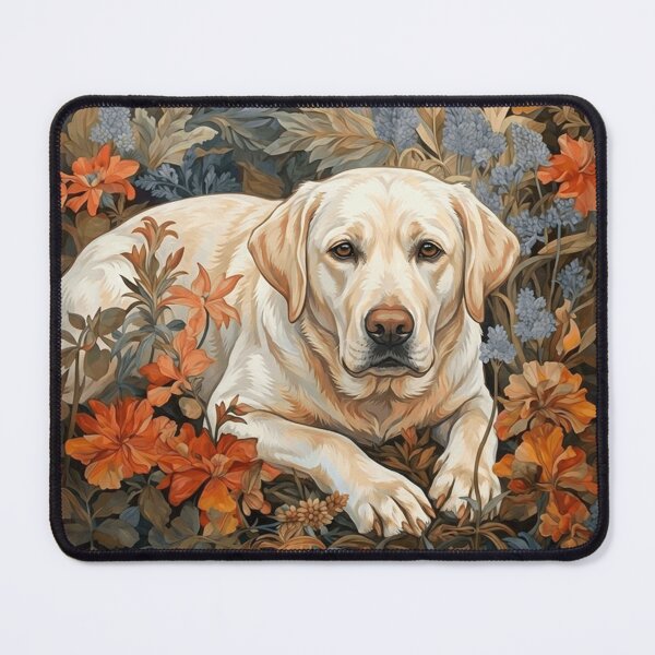 Item preview, Yellow Labrador Retriever Dog Floral Art designed and sold by AntiqueImages.