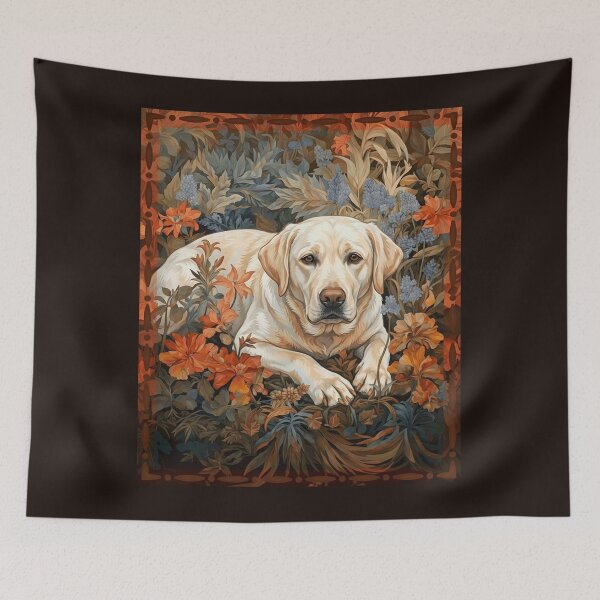 Item preview, Yellow Labrador Retriever Dog Floral Art designed and sold by AntiqueImages.
