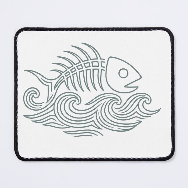 Item preview, Fish Skeleton on Waves – Minimalist Ocean Fishing Design designed and sold by Digal92.