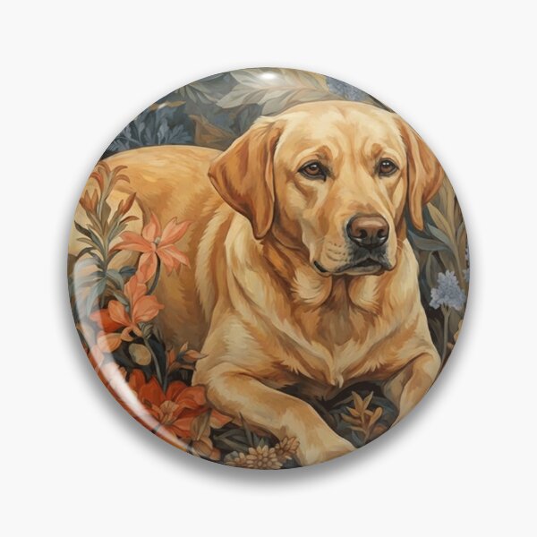 Item preview, Yellow Lab Dog Vintage Tapestry Floral Art designed and sold by AntiqueImages.