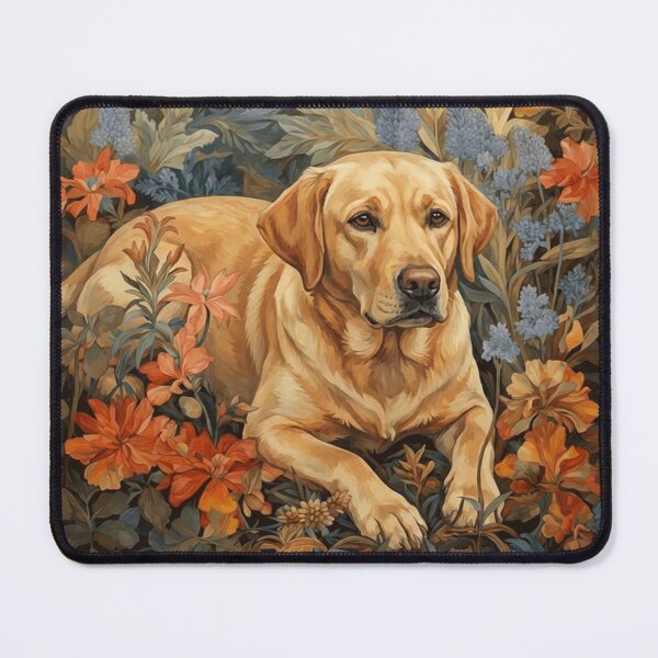 Item preview, Yellow Lab Dog Vintage Tapestry Floral Art designed and sold by AntiqueImages.