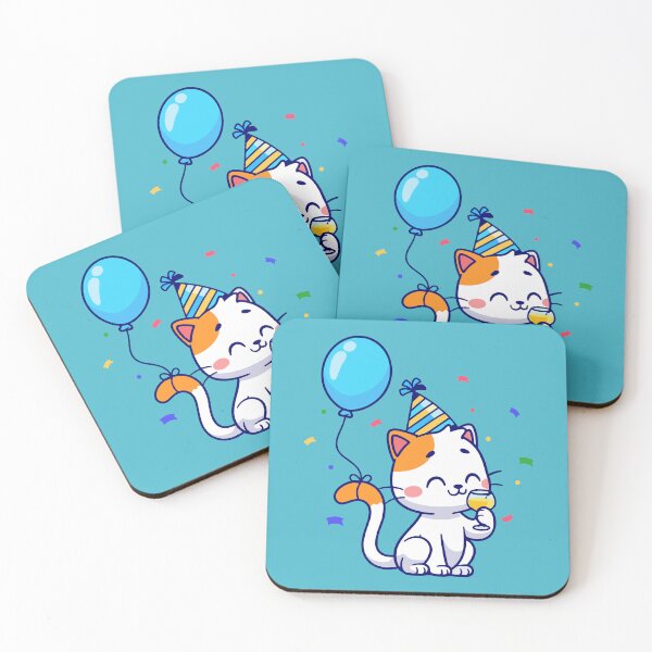 Item preview, Celebrate Party Cat with Balloon and Wine Glass designed and sold by Heatltyyu.