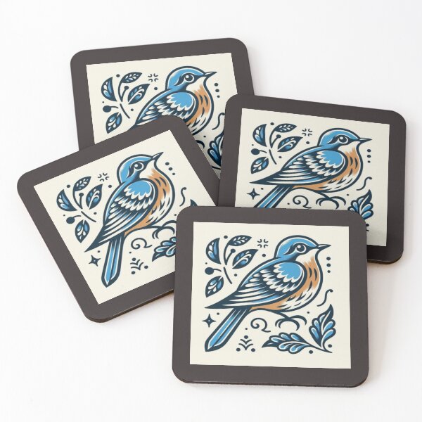 Item preview, Vibrant Folk Art Bluebird of Happiness  designed and sold by NivyasArtistry.