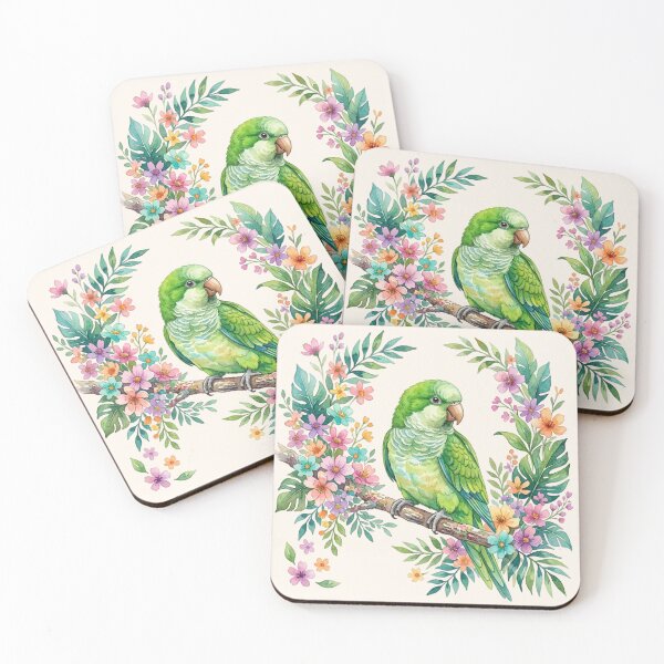 Item preview, Quaker Parrot Botanical Watercolor Tropical Bird Gift designed and sold by CalmCapy Co.