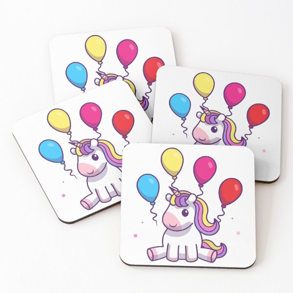 Item preview, Magical Unicorn Sitting with Colorful Party Balloons designed and sold by Heatltyyu.