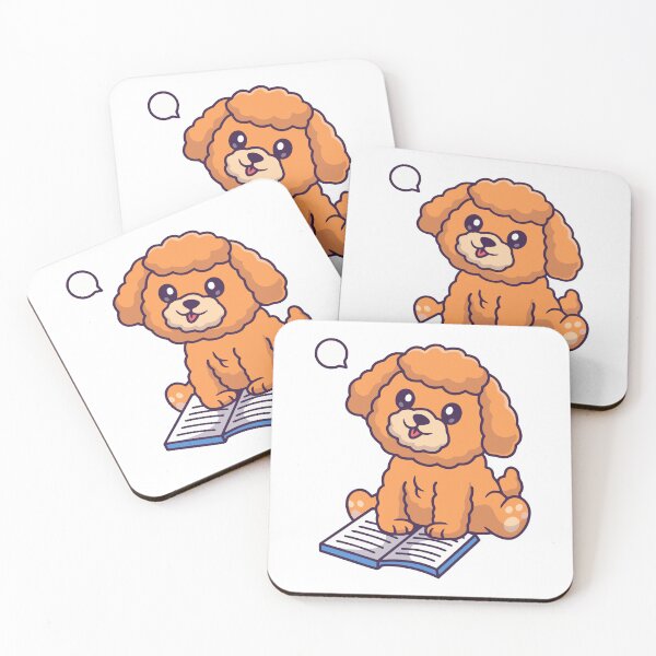 Item preview, Cute Poodle Puppy Reading a Book Cartoon designed and sold by Heatltyyu.