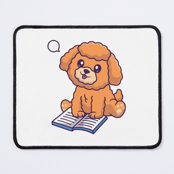 Item preview, Cute Poodle Puppy Reading a Book Cartoon designed and sold by Heatltyyu.